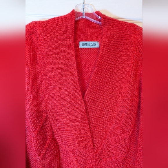 Oversized Red Mohair Blend Cable Knit sweater size S - Picture 5 of 7